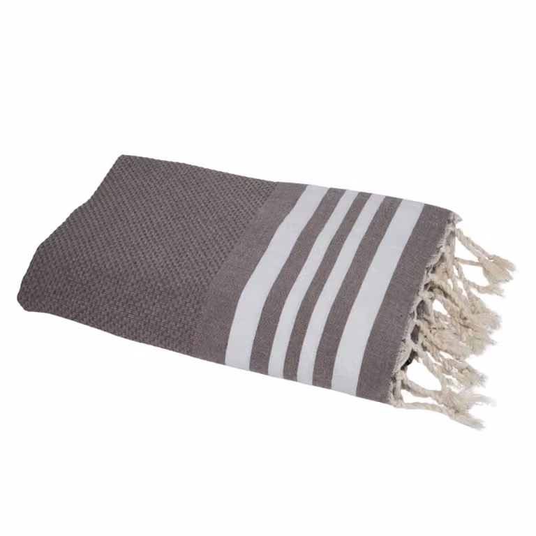 Fouta Febronie de algodón con tejido de nido de abeja en color marrón, 100 x 200 cm