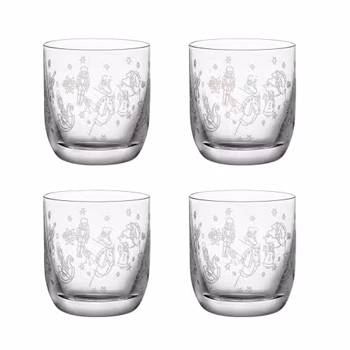 Juego de 4 vasos de chupito Toy's Delight de Villeroy & Boch, transparentes con detalles dorados, aptos para lavavajillas