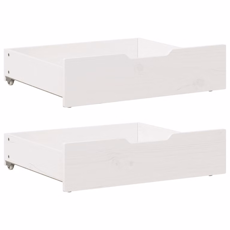 Set de 2 cajones para debajo de la cama vidaXL de madera maciza de pino en color blanco, An/P/Al: 75 x 55 x 17 cm