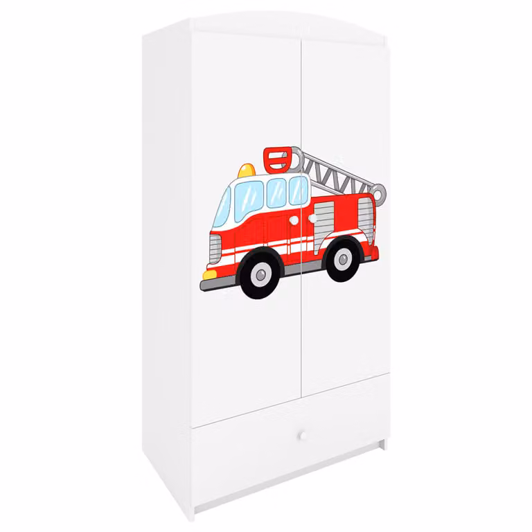 Armario infantil Kocot Kids de 2 puertas y cajones en color blanco con acabado brillante y diseño moderno para dormitorio infantil An/P/Al: 90 x 57 x 187 cm
