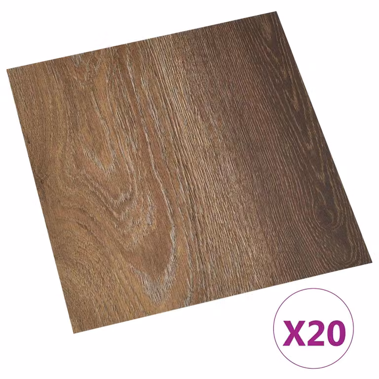 vidaXL Tablones de suelo autoadhesivos con efecto madera, color marrón, An/P: 30,5 x 30,5 cm, pack de 20 unidades