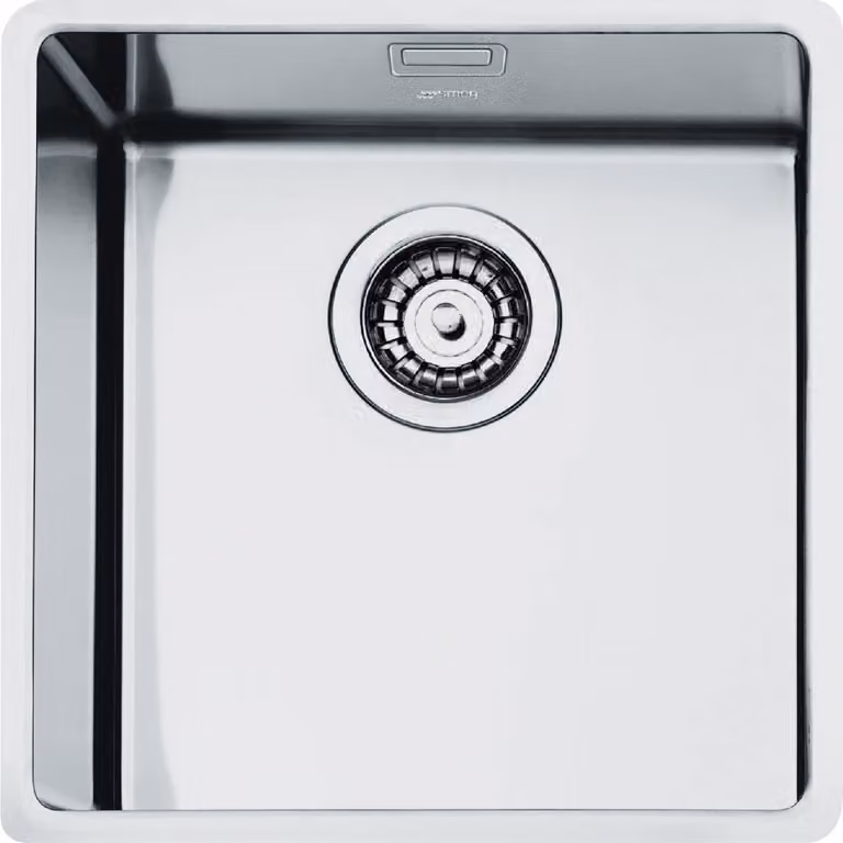 Lavabo de encimera Smeg VFU40SFR de acero inoxidable color plata con una cuba rectangular