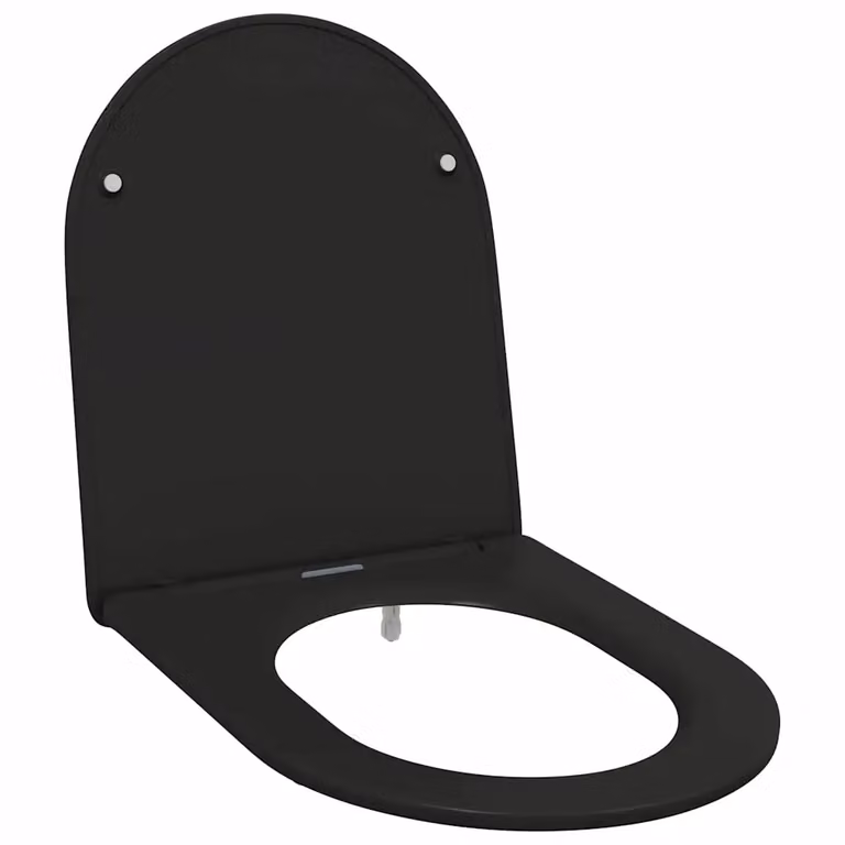 Asiento de WC ovalado vidaXL en color negro de plástico, An/P/Al: 47 x 36 x 3,4 cm