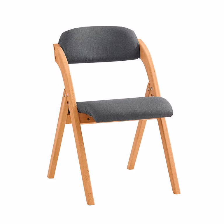 Silla plegable Sobuy de madera de haya y álamo con asiento y respaldo tapizados en gris para cocina, comedor u oficina, An/P/Al: 59 x 47 x 77 cm