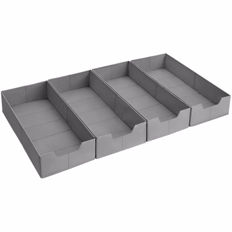 Set de 4 organizadores de cajones plegables Songmics con divisores para ropa interior, color gris