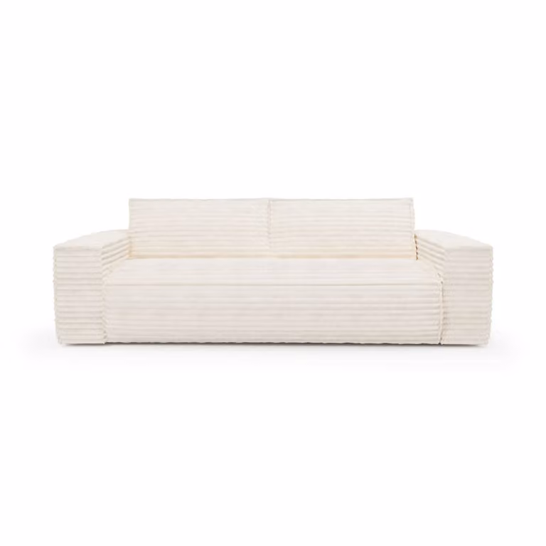 Sofá cama de 3 plazas Sia Home en pana beige con estructura de madera de haya y función de descanso