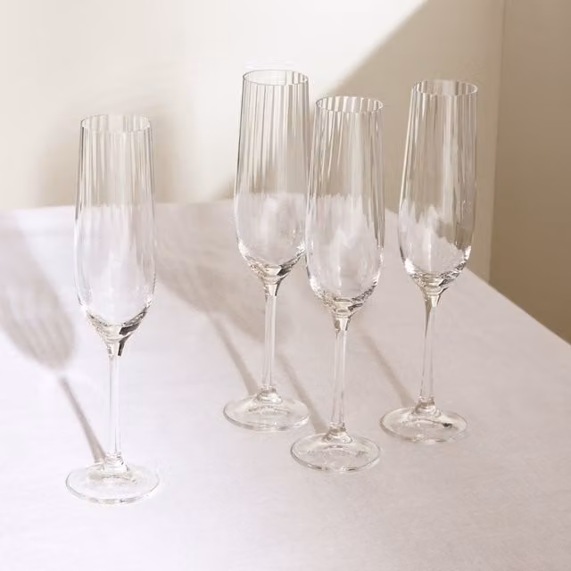 Juego de 4 copas de champán de cristal Praga transparentes de El Corte Inglés