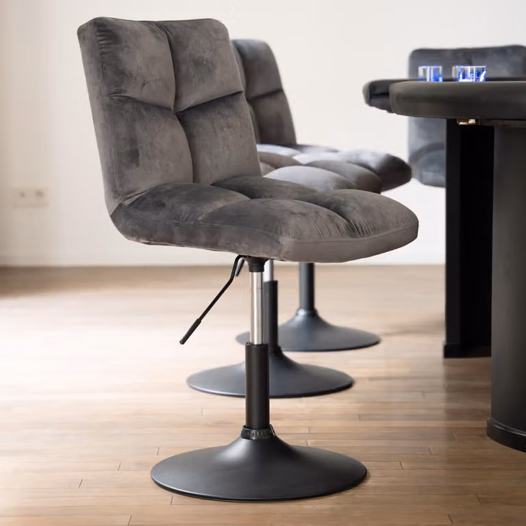 Juego de 4 taburetes de bar regulables en altura ACE de Home Deluxe en terciopelo gris claro