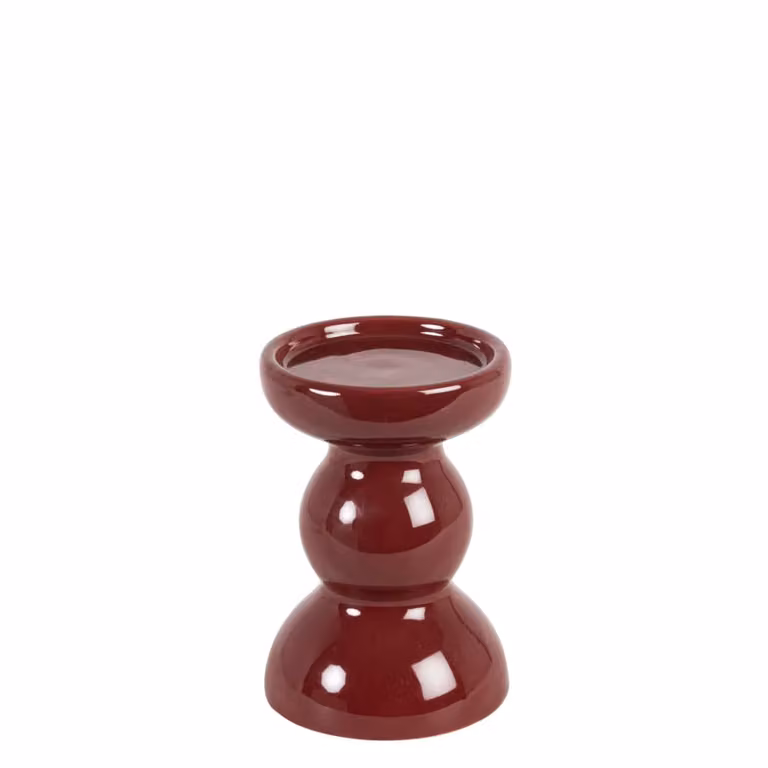 Portavelas redondo de cerámica roja estilo boho de Maisons du Monde, Altura: 14 cm