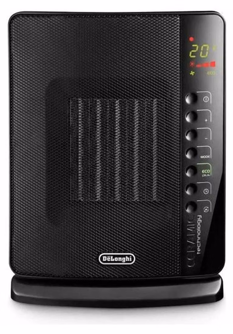 Calentador eléctrico cerámico con ventilador De'Longhi DCH7993ER.BC en color negro con mando a distancia y termostato