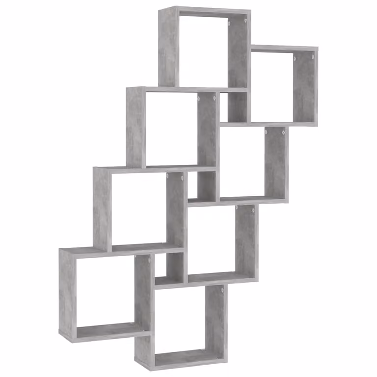 Estante de pared de cubo vidaXL en madera MDF color gris hormigón, An/P/Al: 90 x 15 x 119 cm