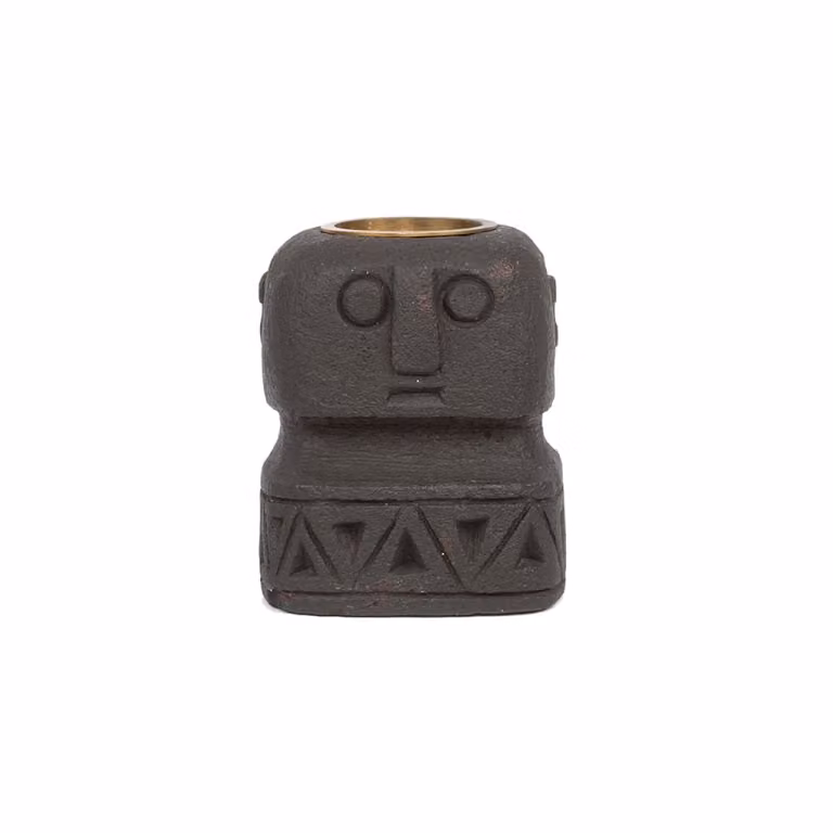 Portavelas de arenisca negro Bazar Bizar para tealight An/P/Al: 8 x 8 x 10 cm