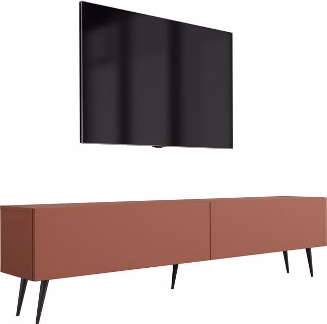 Mueble de TV moderno 3XE LIVING de madera en color rojo, An/P/Al: 170 x 52 x 32 cm