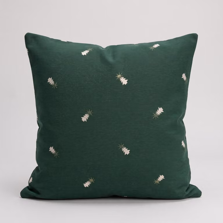Pack de 2 fundas de cojín navideñas Gamusi en algodón verde y dorado de 45 x 45 cm