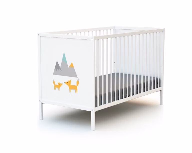 Cuna para bebé Webaby de madera y MDF en color blanco con estilo escandinavo, An/P/Al: 120 x 60 x 64,5 cm