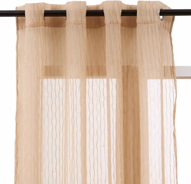 Cortina Sheer Mila de Atmosphera con rayas texturizadas en lino beige, An/Al: 140 x 240 cm