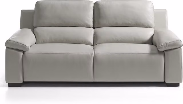 Sofá de 3 plazas Bolzano de El Corte Inglés tapizado en piel gris con 2 asientos relax motorizados y reposacabezas ajustable, An: 240 cm