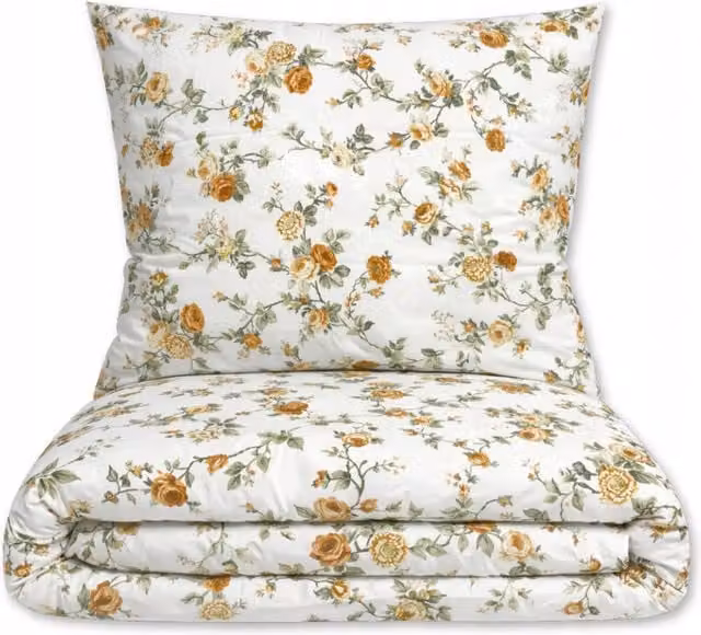Juego de cama de 3 piezas Doratex con diseño floral en blanco y multicolor, fabricado en 100% algodón con certificación Oeko-Tex Standard 100, An/P/Al: 200 x 220 cm