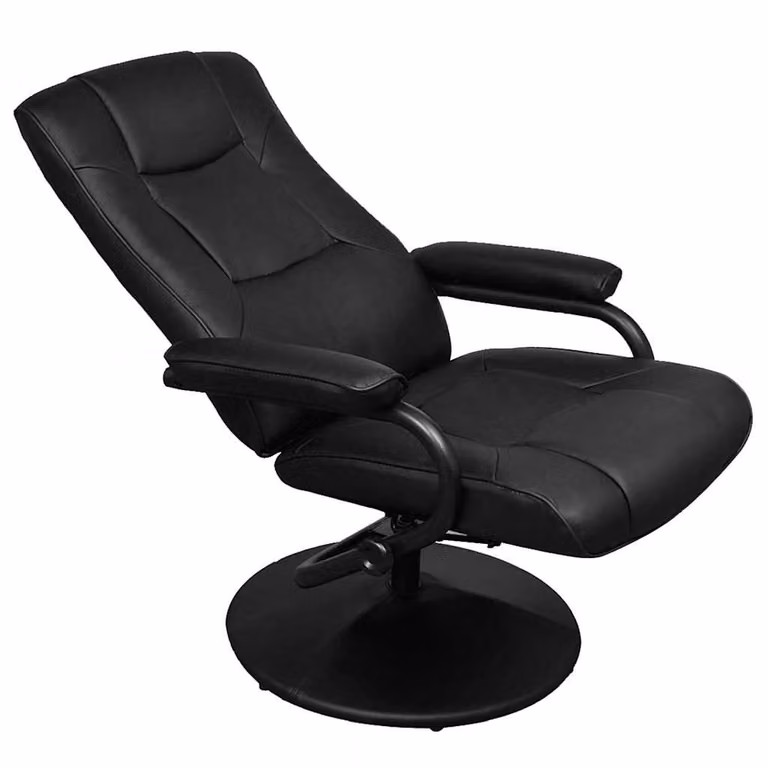 Sillón de TV vidaXL con reposapiés en cuero sintético negro y diseño moderno para salón