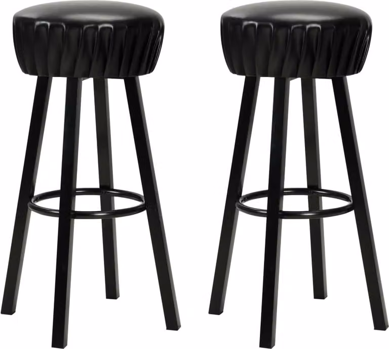 Set de 2 taburetes de cocina Syfax en cuero sintético negro con estructura de metal de estilo industrial