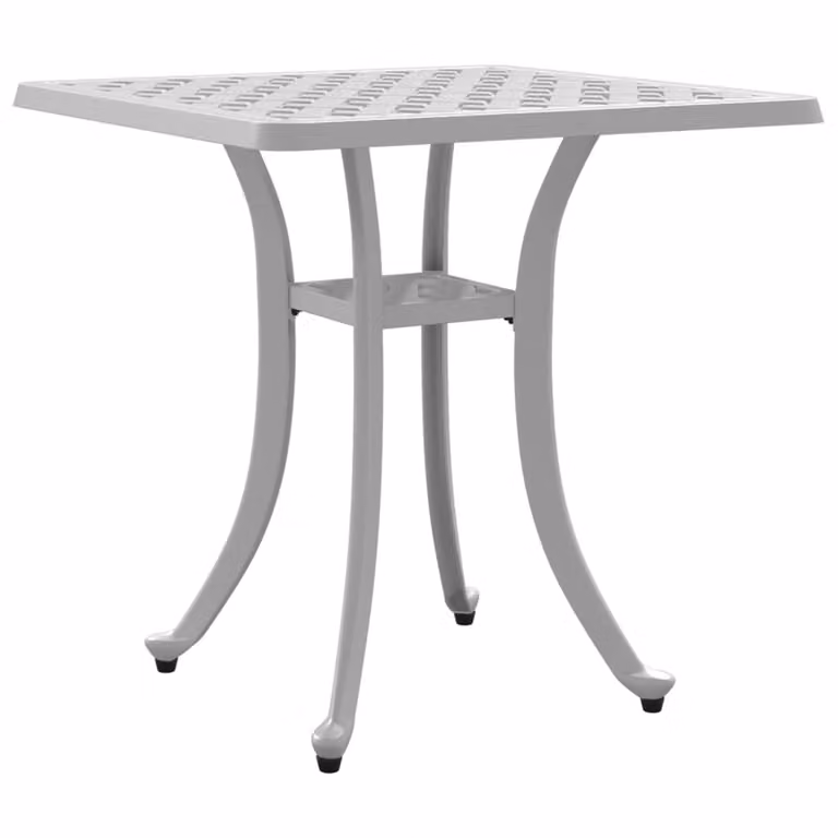 Mesa de jardín Syfax de aluminio fundido blanca con acabado mate, diseño cuadrado y resistente a los rayos UV, An/P/Al: 53 x 53 x 53 cm
