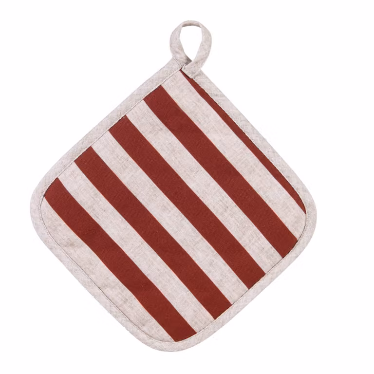 Agarradera de cocina de algodón a rayas de Maison du Monde en beige y rojo, 20 x 20 cm