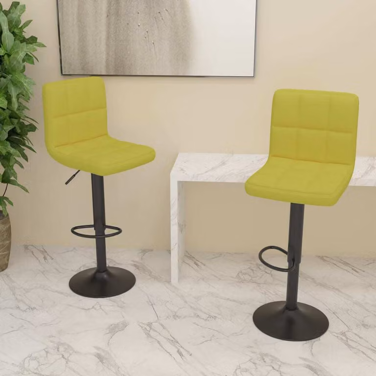 Set de 2 taburetes Syfax para cocina y comedor en tela verde y estructura de metal con acabado mate