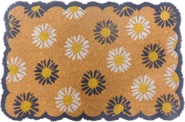 Alfombra de coco NORTHIX con diseño floral y antideslizante, multicolor y marrón, An/P: 60 x 40 cm