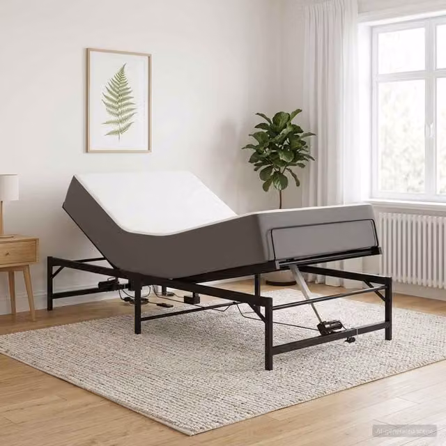 Estructura de cama ajustable eléctrica vidaXL en metal negro An/P: 90 x 200 cm