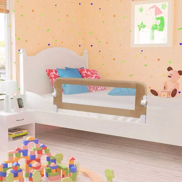 Barandilla de seguridad plegable para cama infantil vidaXL en color beige y gris, An/P: 120 x 42 cm
