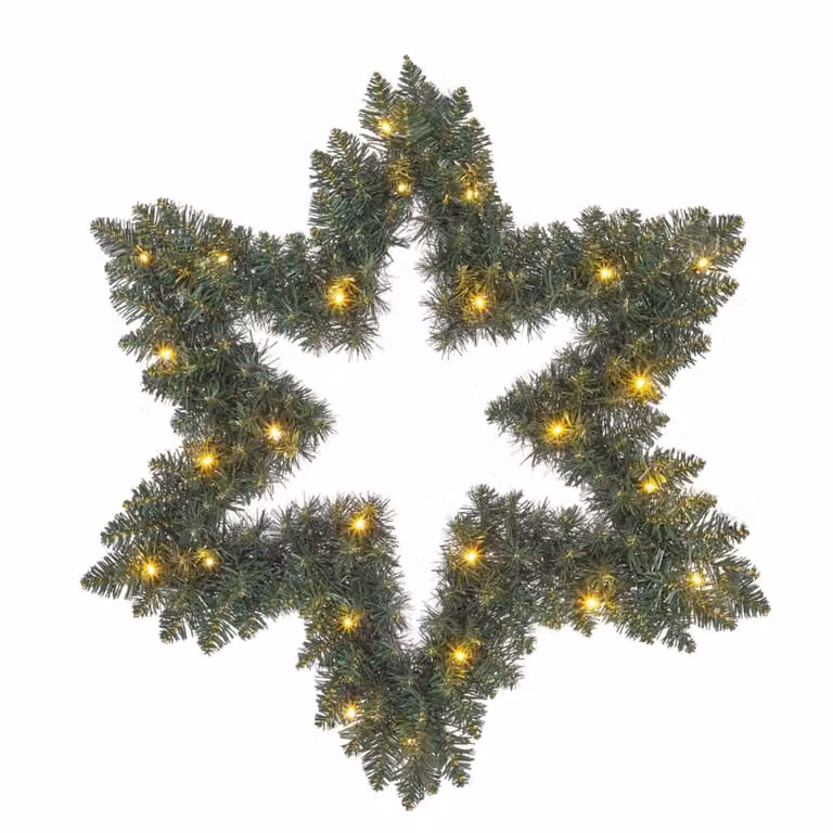 Corona decorativa de Navidad Black Box Trees con estrella, color verde, An/P/Al: 60 x 60 x 10 cm