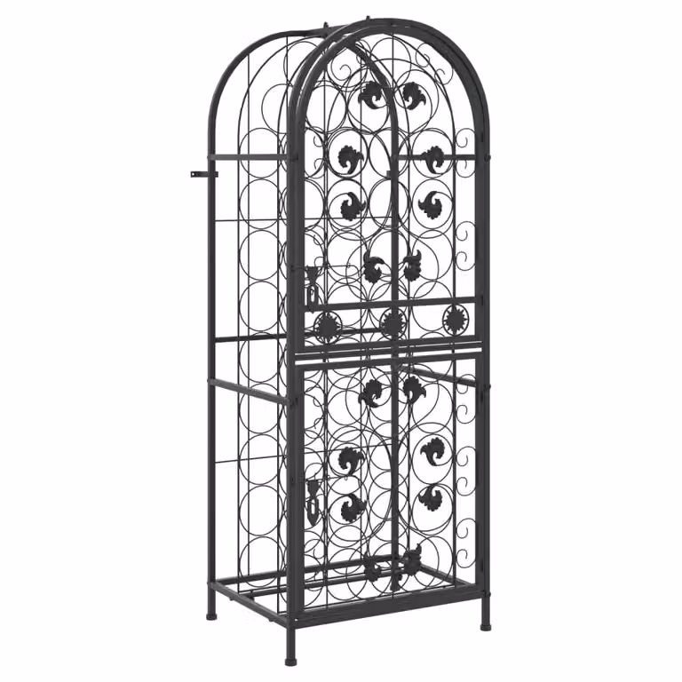 Botellero vidaXL para 41 botellas de hierro forjado negro An/P/Al: 45 x 36 x 120 cm