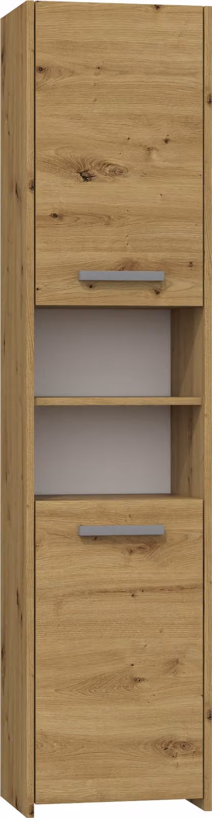 Mueble de baño suspendido 3xEliving en color marrón roble con puertas batientes y estantes internos