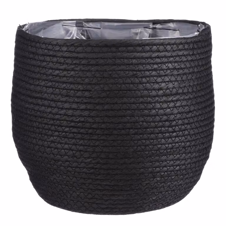 Maceta Jorck de Mica Decorations, color negro, diseño moderno y redondo para mesa, An/P/Al: 26 x 26 x 24 cm
