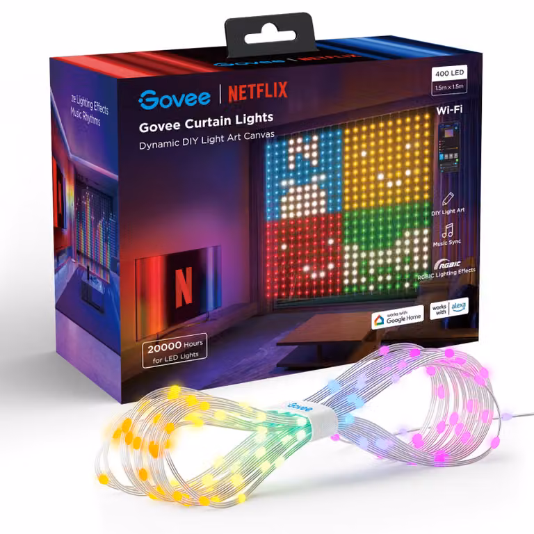 Luz de cortina LED Govee multicolor con conexión Wi-Fi y Bluetooth, 1,5 m