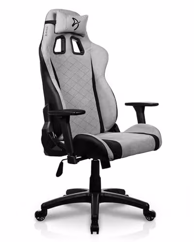 Silla Gaming Arozzi Avanti SFB-LG ergonómica con tapicería de tela y respaldo de piel sintética, color gris