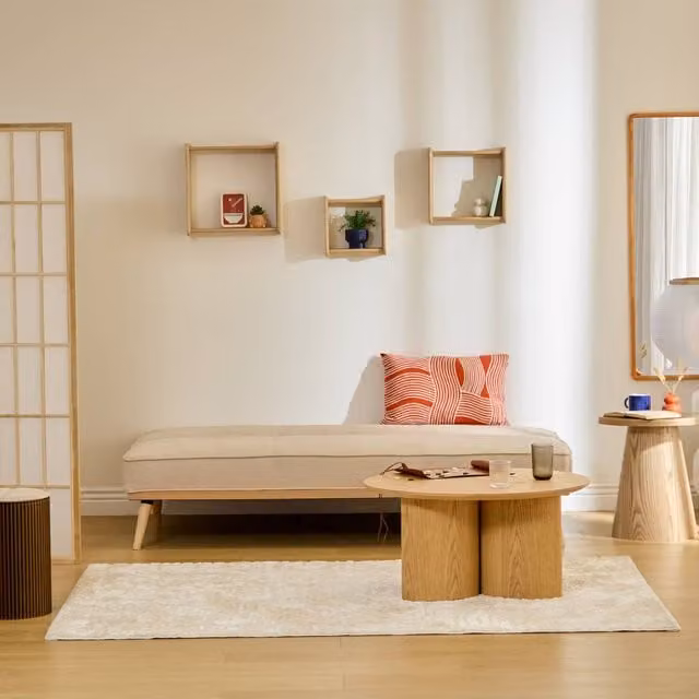 Sofá de 3 plazas Dohan de Atmosphera Créateur d'Intérieur, color beige con función de cama y estructura de madera de pino