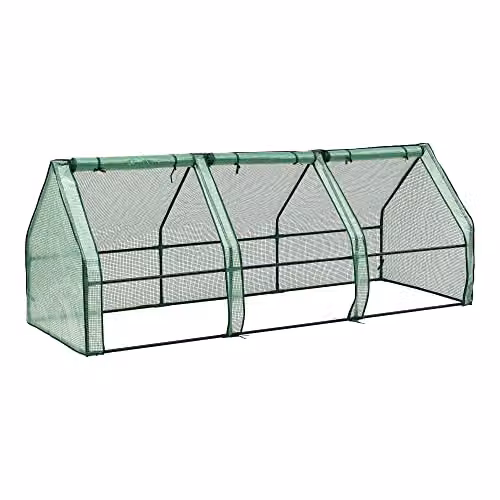 Invernadero de jardín en casa de color verde con estructura de acero y cubierta de plástico, ideal para el cultivo de plantas, vegetales y hierbas, An/P/Al: 240 x 90 x 90 cm