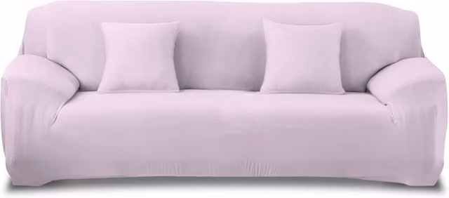 Funda para sofá de 3 plazas de tela elástica lisa en color lila light