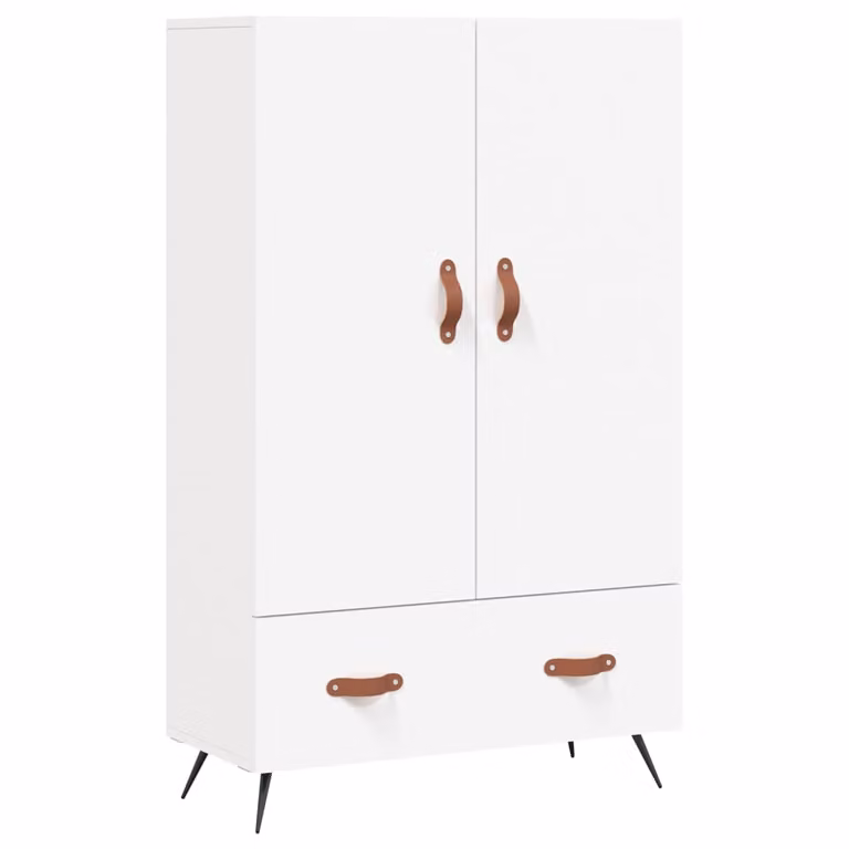 Aparador alto moderno vidaXL en color blanco con puertas batientes y estantes internos, An/P/Al: 69,5 x 31 x 115 cm