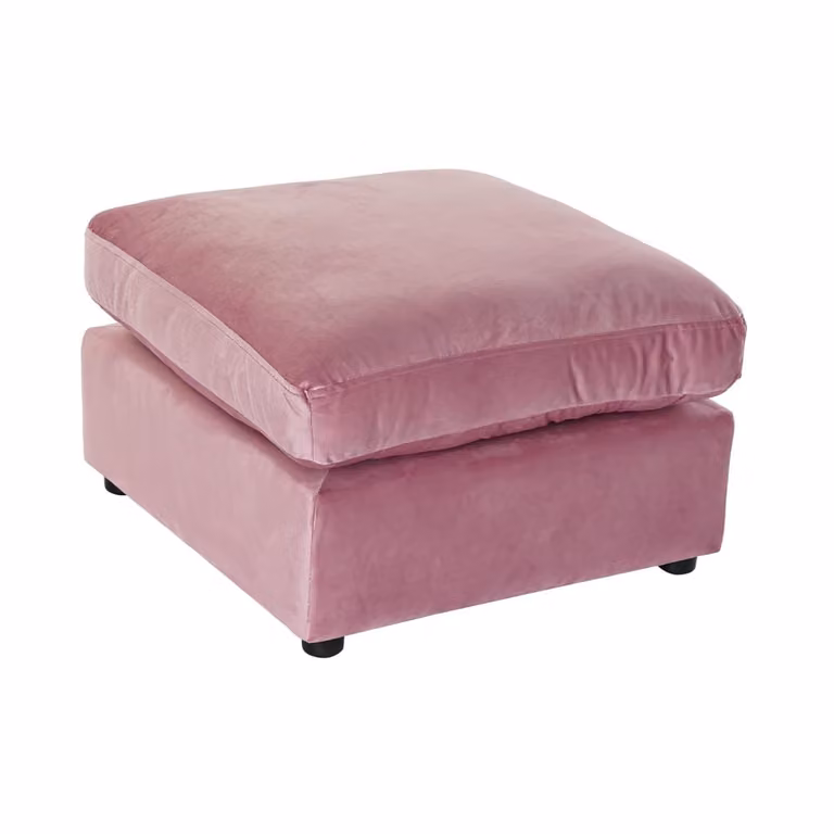 Reposapiés NIYLO de terciopelo rosa An/P/Al: 55 x 55 x 30 cm