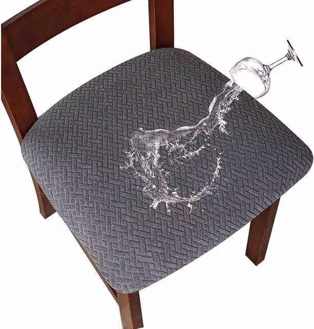 Pack de 4 fundas elásticas de jacquard LIIYIELA para silla de comedor, textura de gofre, repelente al agua, gris