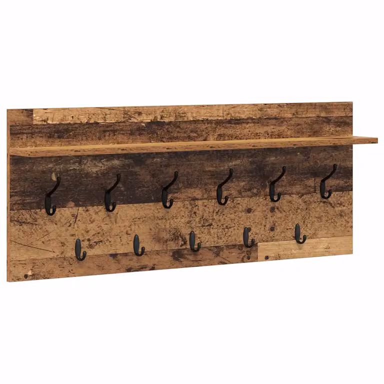 Perchero de pared vidaXL de madera en color marrón con acabado mate y ganchos distribuidos