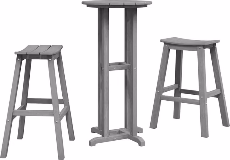 Juego de bar para jardín y terraza Syfax de 3 piezas en color gris mate