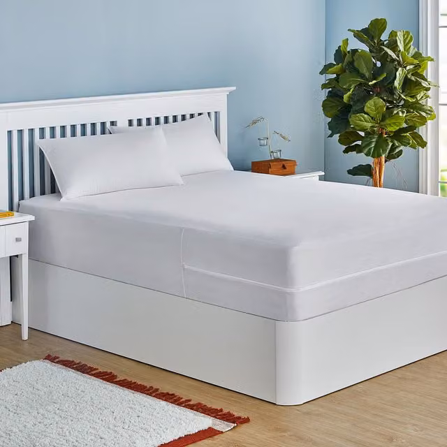 Protector de colchón Pikolin Home impermeable y transpirable blanco An/P/Al: 140 x 200 cm, altura hasta 34 cm