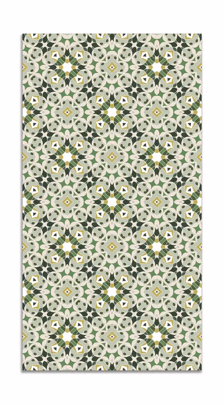 Alfombra vinílica de estilo oriental en color verde, An/Al: 80 x 150 cm