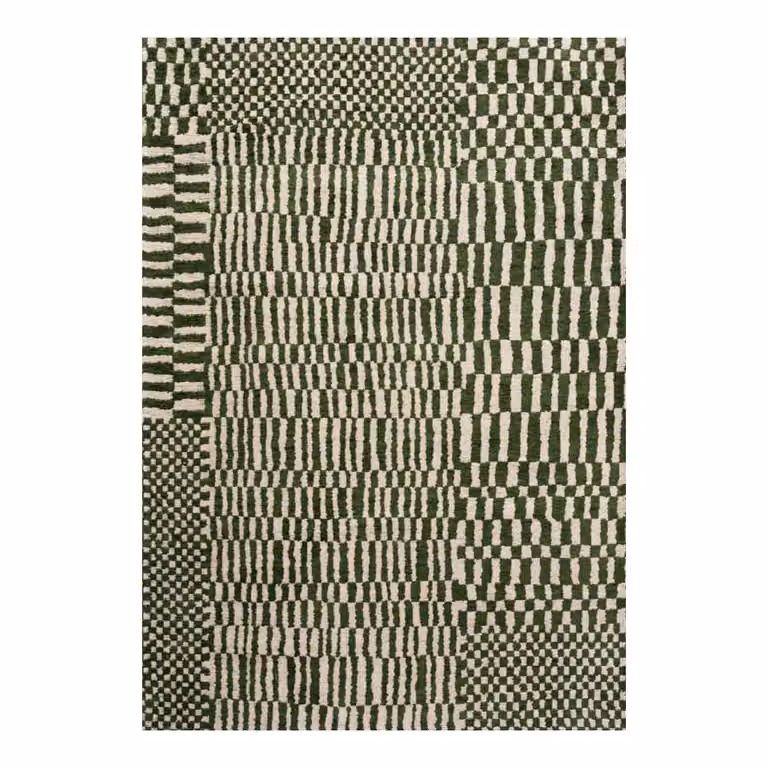Alfombra lavable Louis de Poortere Berber de estilo marroquí y diseño minimalista en color verde para interior o exterior, An/P: 140 x 200 cm