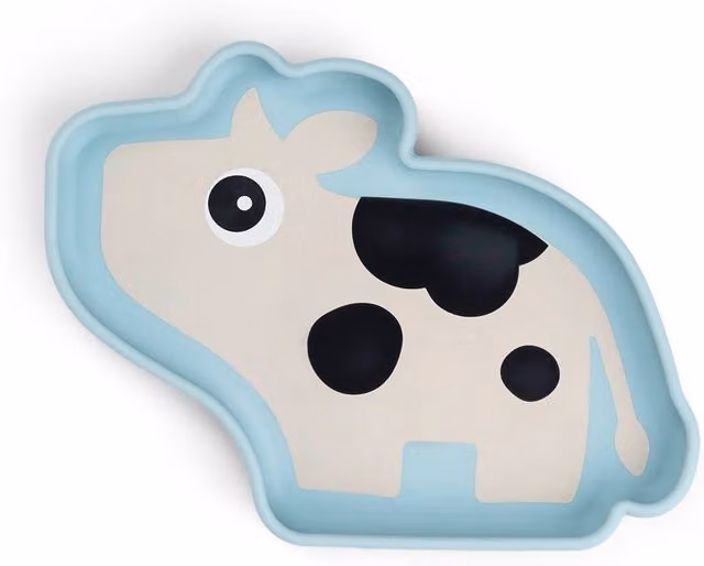 Plato de silicona con ventosa Tiny Farm azul de Done by Deer