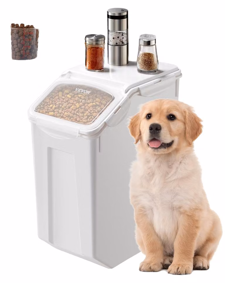 Contenedor de almacenamiento hermético VEVOR de 20 l en color blanco para pienso de mascotas o ingredientes de cocina