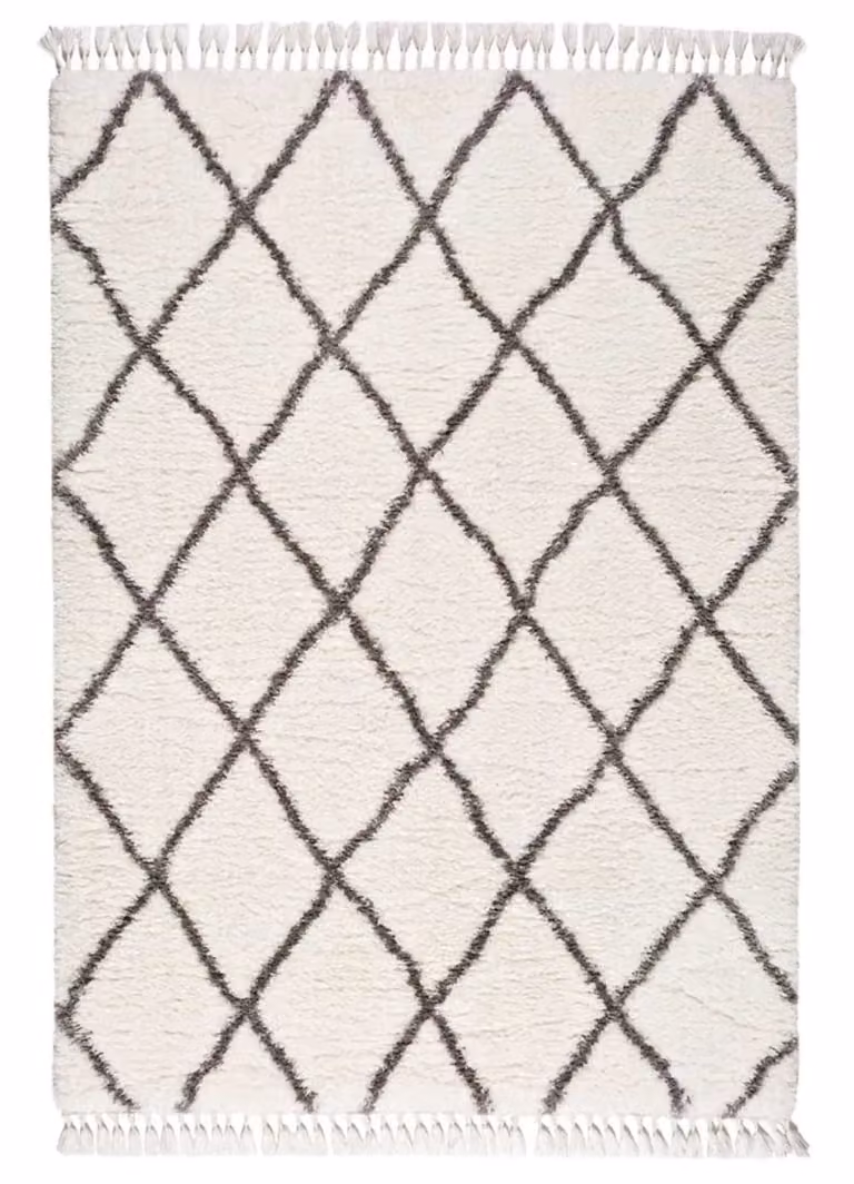 Alfombra Samira de Universal XXI, estilo bereber boho en poliéster, color blanco y gris, An/P: 120 x 170 cm